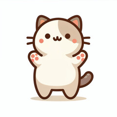 Obraz premium Cute cartoon cat on white background. AI