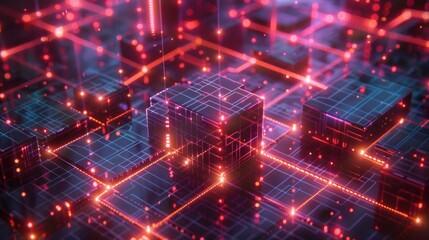 Fototapeta premium Abstract Digital Network with Glowing Lines