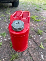 iron red canister for gasoline