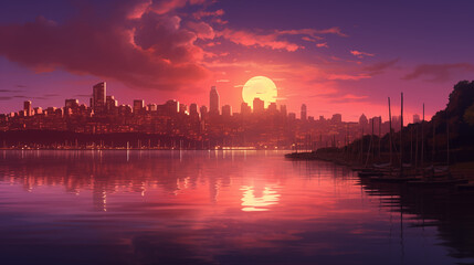 Obraz premium archaeological site at sunset