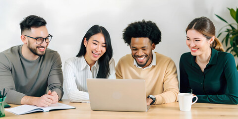 Diverse team of young professionals collaborating on a project, ultra HD, high design, very detailed

