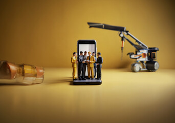 Fototapeta premium Miniature businessman: charming business model.