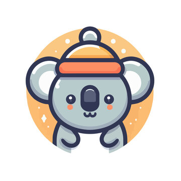 recommend clip art: flat vector logo of a koala, logo of a  cute koala