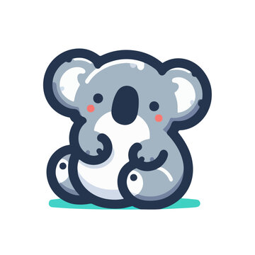 recommend clip art: flat vector logo of a koala, logo of a  cute koala