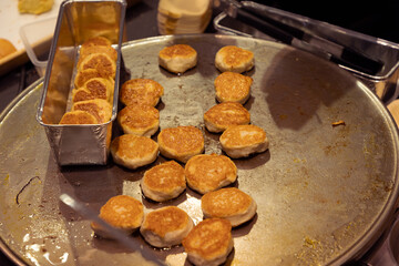small round minced fish pancakes. freshly prepared
