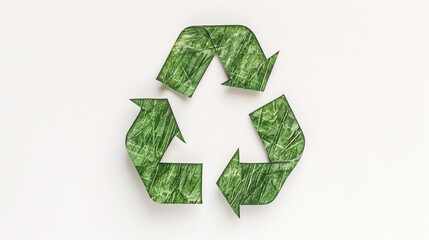Recycling Symbol with Leaf Texture