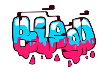 blood word graffiti text sticker illustration