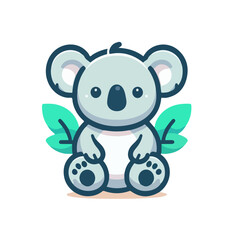 flat vector logo of a koala, logo of a cute koala.