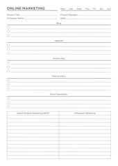 Marketing Planning Page Planner Sheets efficient way to organize & track their marketing activities