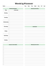 Versatile Generic Planning Pages and Planner Sheets Design Template for daily, weekly, and monthly organization for organizing daily routines and personal goals