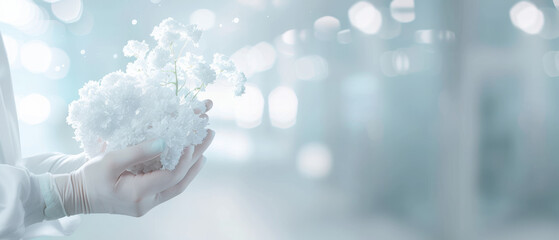 A person is holding a snowflake in their hand