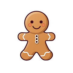 Delightful gingerbread man cookie with a smiling face, perfect for holiday-themed designs and Christmas projects.