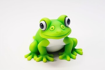 Obraz premium Cute Green Frog Toy with Big Eyes.