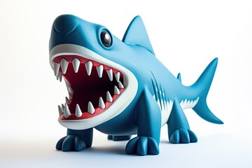 Blue Shark Toy with Open Mouth.