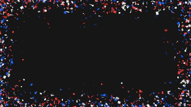 Loop Animation flying red, white, blue confetti on Alpha channel. Labor day