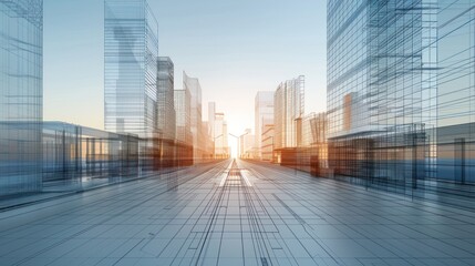 Fototapeta premium Wireframe Cityscape: Modern Architecture Design