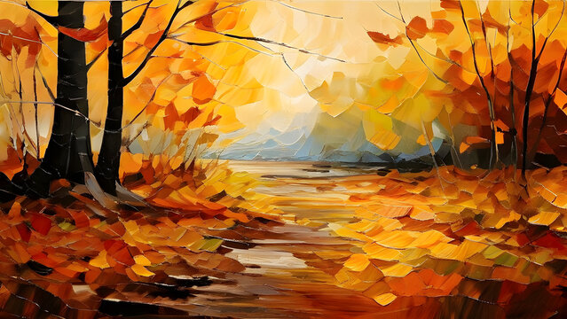 Autumn Leaves Oil Painting Background
