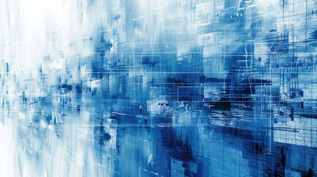 Abstract techy background featuring blue and white digital patterns, creating a modern and innovative look.