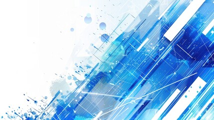 Fototapeta premium Blue and white techy background with digital patterns, ideal for a modern and futuristic design.