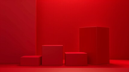  A minimalist arrangement of red boxes against a red background. minimalist, red, geometric, modern, abstract. 