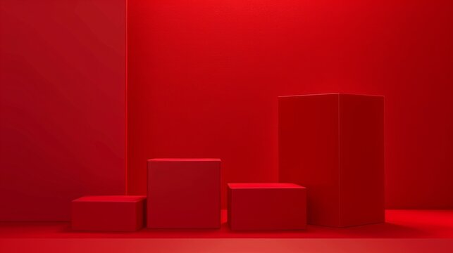  A minimalist arrangement of red boxes against a red background. minimalist, red, geometric, modern, abstract. 