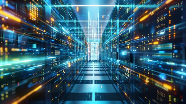 Server Room with Data Transfer