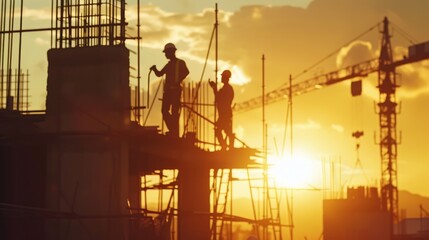 Builder team working at the construction site, labor day, and workers' importance team construction worker.