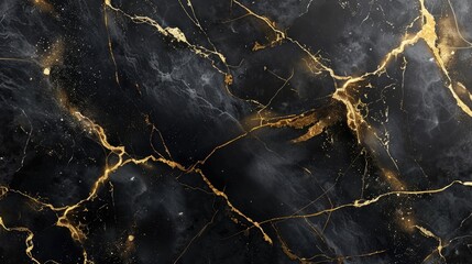 Luxurious black marble surface featuring gold edges and a spacious central area for adding visuals or text, great for upscale presentations.