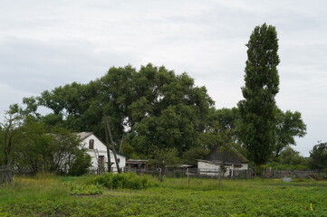 old house, Ukrainian house, village, rural landscape, traditional Ukrainian home, wooden house, thatched roof, old building, village house, Ukrainian architecture, rural yard, folk architecture, Ukrai