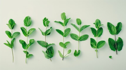 Branch mint leaves isolated on background