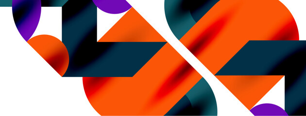 Metal color circles with shadows and other geometric elements composition for wallpaper, banner, background or landing