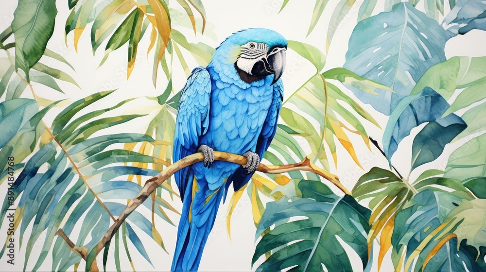 Wall mural a blue macaw parrot 