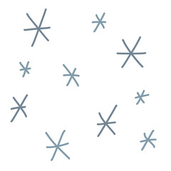 Snowflakes doodle. Cute winter holiday isolated illustration. Hand drawn doodle flat seasonal Christmas design element