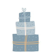 Gift boxes. Cute winter holiday isolated illustration. Hand drawn doodle flat seasonal Christmas design element
