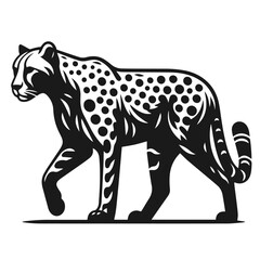 Clean Black and white Vector silhouette of a Cheetah on white background