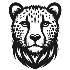 Clean Black and white Vector silhouette of a Cheetah on white background