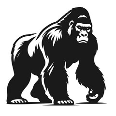 Fototapeta premium Clean Black and white Vector silhouette of a Gorilla on white background