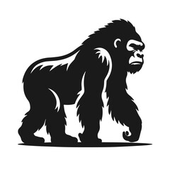 Obraz premium Clean Black and white Vector silhouette of a Gorilla on white background