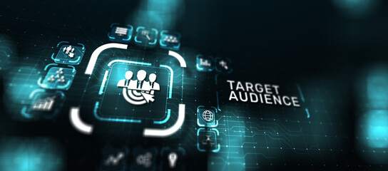 Target audience customer segmentation marketing strategy concept on virtual screen.