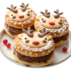 Beautiful santa and reindeer Scones, single object.