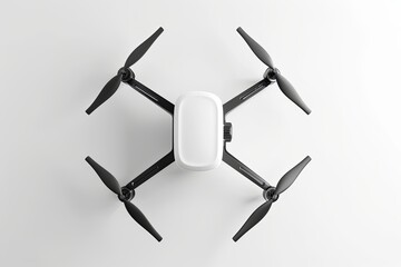 Drone mockup. Civilian aerial white drone on white isolated backgrop. Drone illustrations. Drone sticker. Drone