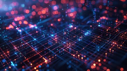 Digital Grids and Networks, Backgrounds featuring grids, network nodes, digital communication and data transfer