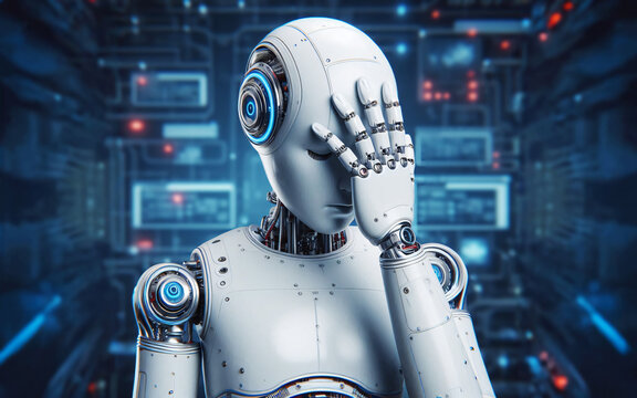 ai robot gesture facepalm artificial intelligence frustration embarrassment face palm oops