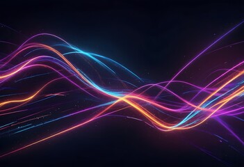 Fototapeta premium Abstract dynamic background. Futuristic neon lines. Light effect 