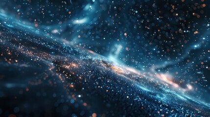 Obraz premium Dynamic space background with big data particlescopy space available for content and customization.