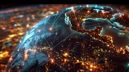 Global business expanding horizons with international CRM development, showcasing interconnected markets, diverse teams, and innovative strategies for growth and customer relationship management.