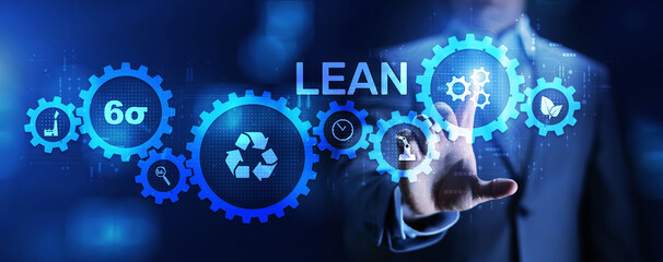Lean manufacturing and software development methodology concept on screen.