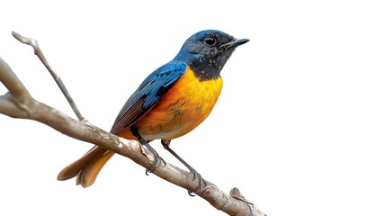 Obraz premium A small, brightly colored bird with blue, yellow, and red plumage