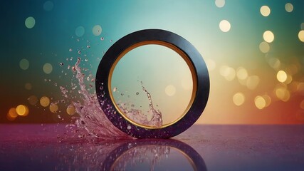 Circle on color stylish bright background to show products.