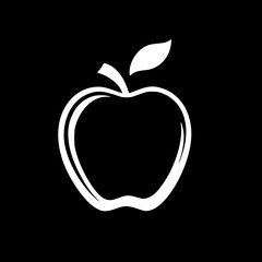 black and white of apple icon illustration